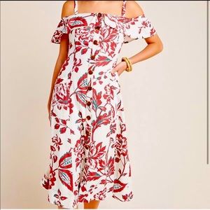 New! Anthropologie Oahu Off-Shoulder Floral Dress